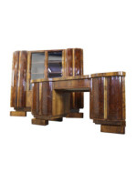 Piękny gabinet art - deco po renowacji / biurko i biblioteka / orzech