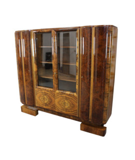 Piękny gabinet art - deco po renowacji / biurko i biblioteka / orzech