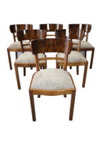 Sześć pięknych krzeseł Art - Deco w orzechu / 6 szt antyki