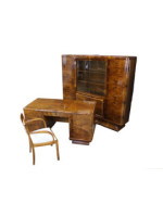 Zestaw gabinetowy art - deco / biurko, biblioteka, fotel / po renowacji