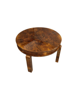 Duży, rozkładany stół Art - Deco w orzechu / po renowacji średnica 124 cm