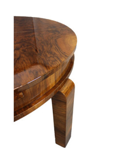Duży, rozkładany stół Art - Deco w orzechu / po renowacji średnica 124 cm