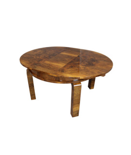 Duży, rozkładany stół Art - Deco w orzechu / po renowacji średnica 124 cm