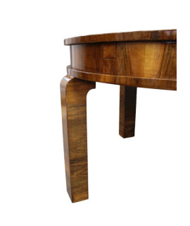 Duży, rozkładany stół Art - Deco w orzechu / po renowacji średnica 124 cm