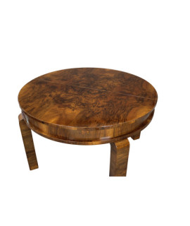 Duży, rozkładany stół Art - Deco w orzechu / po renowacji średnica 124 cm