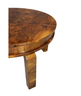 Duży, rozkładany stół Art - Deco w orzechu / po renowacji średnica 124 cm