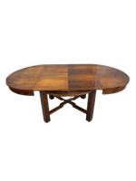 Okrągły stół Art - Deco w orzechu / po renowacji / średnica 124 max 220 cm